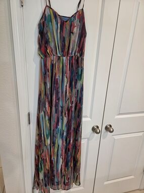 Jack by BB Dakota Multicolor Brushstroke Trim Dress (Blue Lining)